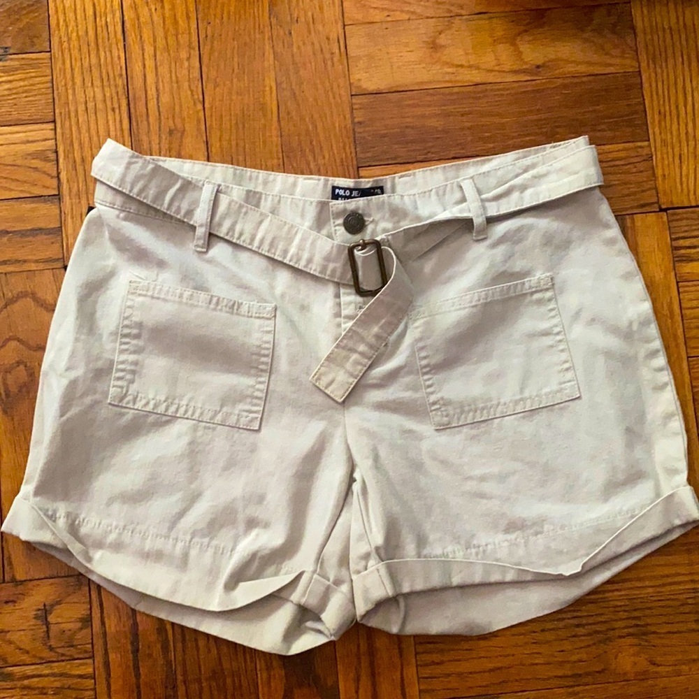 Polo jeans tan shorts w/ belt size: 4